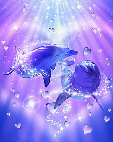 Love Bubble Dolphins 5D Diamond Painting Kit