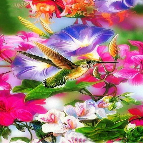Brilliant Flower Hummingbird 5D Diamond Painting Kit