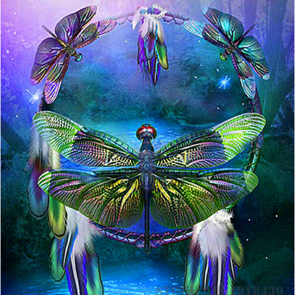 Dream Catching Dragonfly - 5D Diamond Painting Kit
