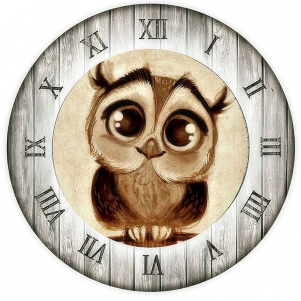 Owl Clock Face 5D Diamond Painting Kit