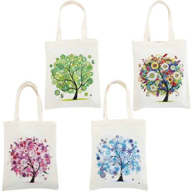 5D DIY Diamond Painting Linen Bags Handbag Mosaic Art Reusable Eco-friendly  Storage Pouch for Shopping Foldable Grocery Tote