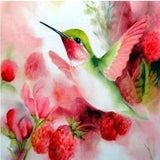 Raspberry Hummingbird 5D Diamond Painting Kit