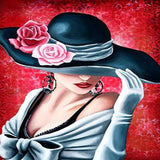 Rose Hat Lady 5D Diamond Painting Kit
