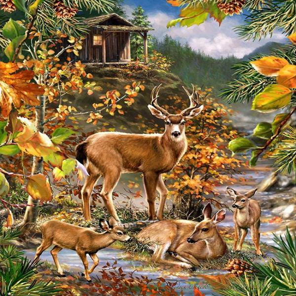 Fall Forest Deers 5D Diamond Painting Kit