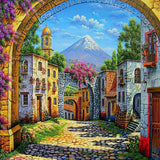 Village By The Volcano 5D Diamond Painting Kit