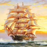 Golden Sail Ship 5D Diamond Painting Kit