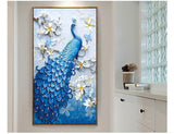 Blue Peacock with Special Diamonds 5D Diamond Painting Kit