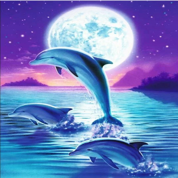 Moonlight Dolphins 5D Diamond Painting Kit