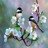 Flowery Tree Sparrows 5D Diamond Painting Kit